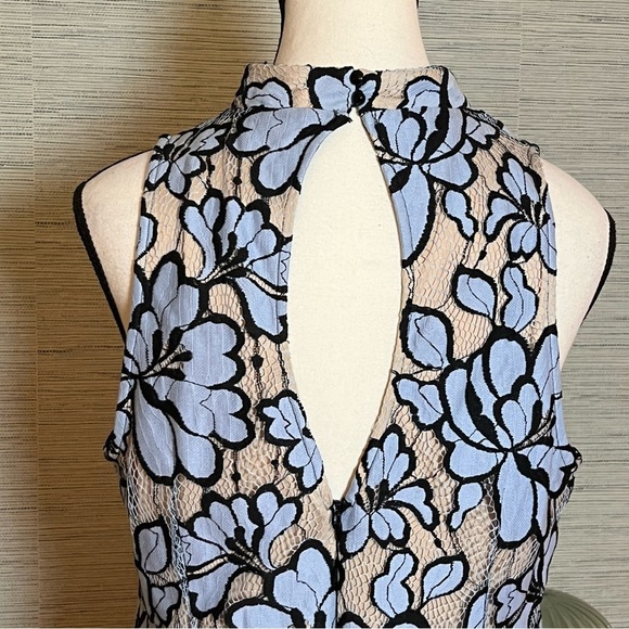 Plenty by Tracy Reese Lin Lace Blue Floral Lace Overlay Dress Size 10 Halter - Picture 5 of 7